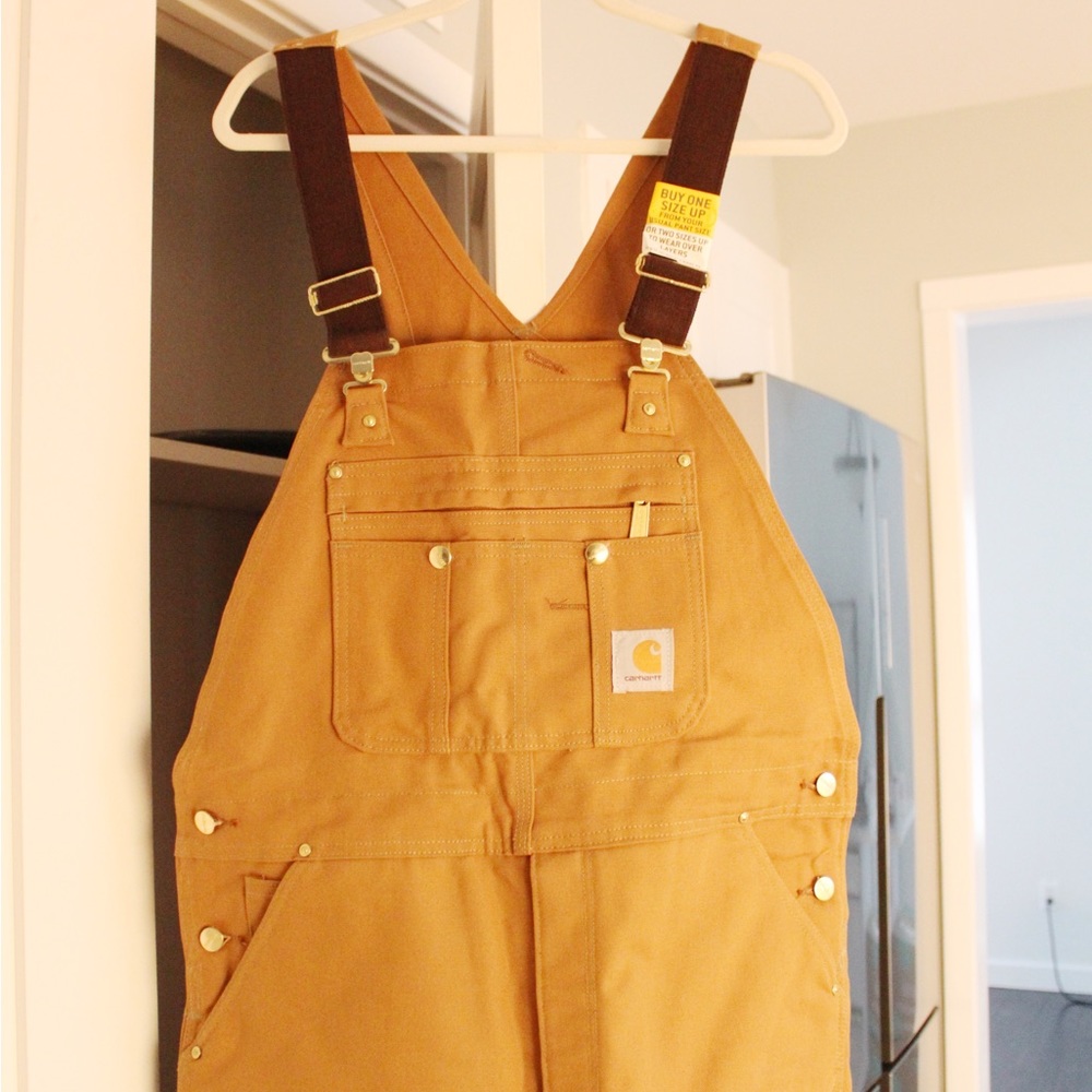 Carhartt R41 Quilt-Lined Zip-To-Thigh Duck Bib Overalls in Brown NWT Size 38X32 - Picture 7 of 12